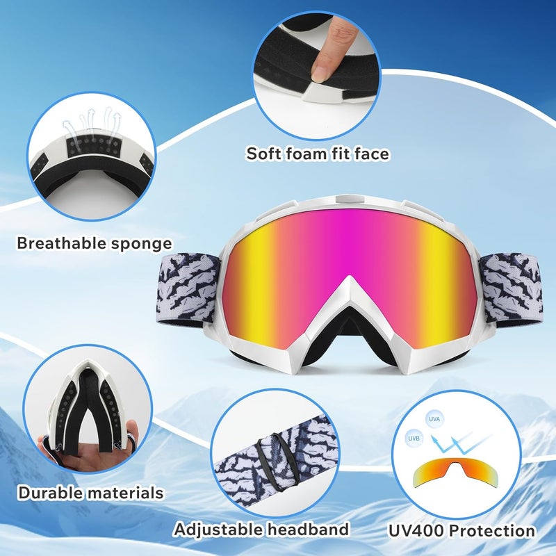 4-FQ Dirt Bike ATV Goggles Motorcycle Gear Motocross Dirtbike Riding Racing Glasses MX Accessories Helmet Goggles for Men Women Youth UV400 Protection Dust-proof Anti-Scratch Impact Resistant - Image 4